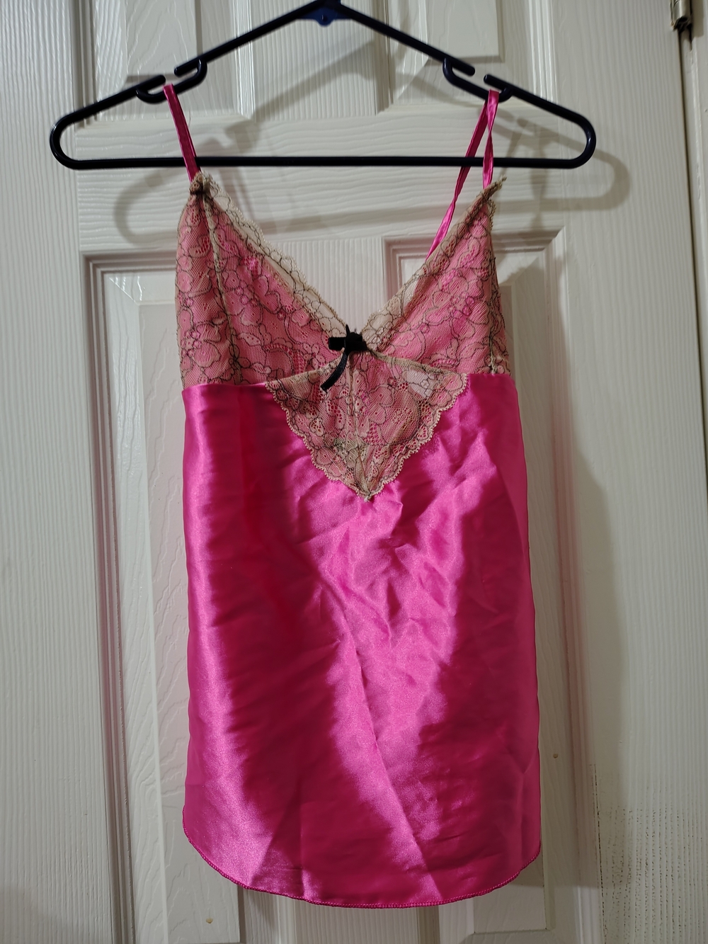 Pink Satin Lace-Trim Chemise Sleepwear